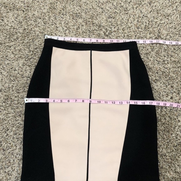 NWT Ann Taylor Pencil Skirt Size 4P Tan Black Color block High Waisted - Picture 8 of 9